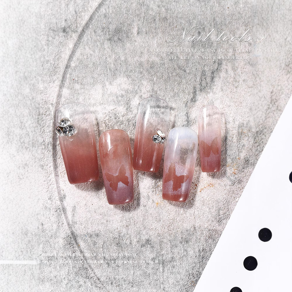 Manicura francés Luna arco hueco pegatinas nueva sonrisa línea mariposa amor uñas fototerapia aerosol pintura floración gradiente herramienta