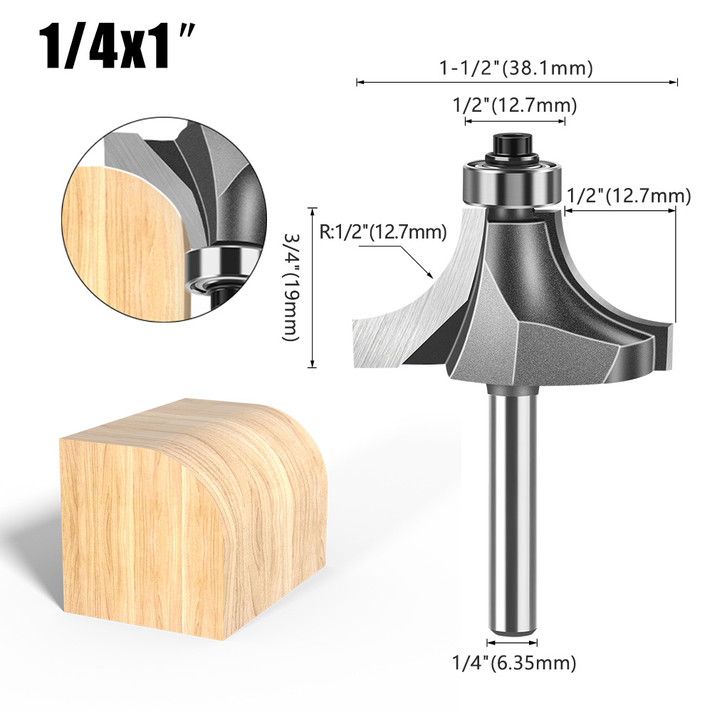 Cuchillo redondo de carpintería de 1/4 mango 1/2 mango Cuchillo redondo de uso común Cuchillo redondo de aleación de alta calidad Cabeza de corte