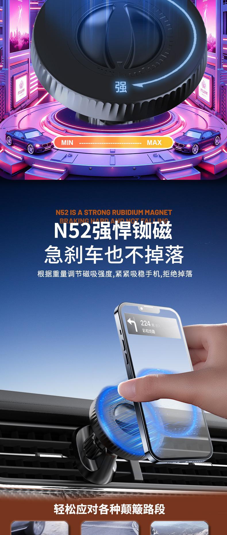 Magsafe Magnetic Car Mobile Phone Holder 17mm Ball Head Suitable for Apple Mobile Phone Car Navigation Holder Cross-Border