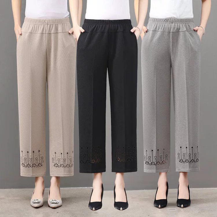 Один из поколения в поколение 2025 летние новые мамы брюки повседневные средние и пожилые эластичные прямые брюки с высокой талией