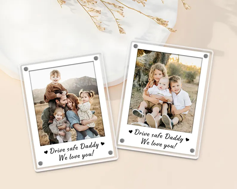 Etsy New Product Dad Car Sun Visor Clip Photo Holder Personalized Custom Universal Magnetic Acrylic