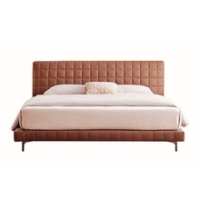 棋盘格真皮床极简网红个性创意设计师现代简约