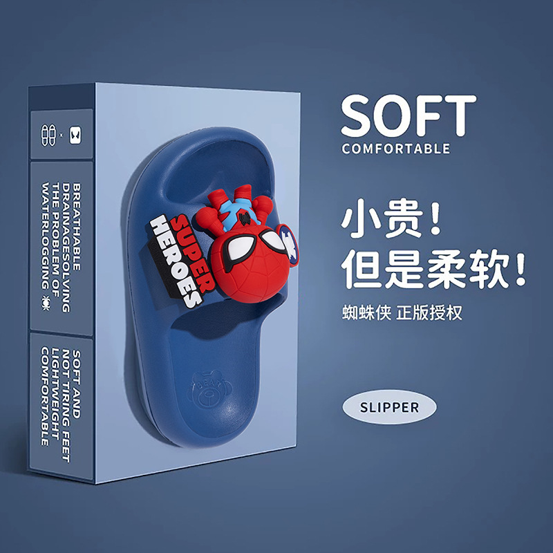 Factory direct Spider-Man children's slippers baby indoor Marvel boys bathroom anti-slip shit feeling one-word sandals Factory direct Spider-Man children's slippers baby indoor Marvel boys bathroom anti-slip shit feeling one-word sandals