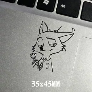 厂家定制狐狸尼克卡通金属贴纸笔记本手机汽车划痕遮挡创意装饰贴
