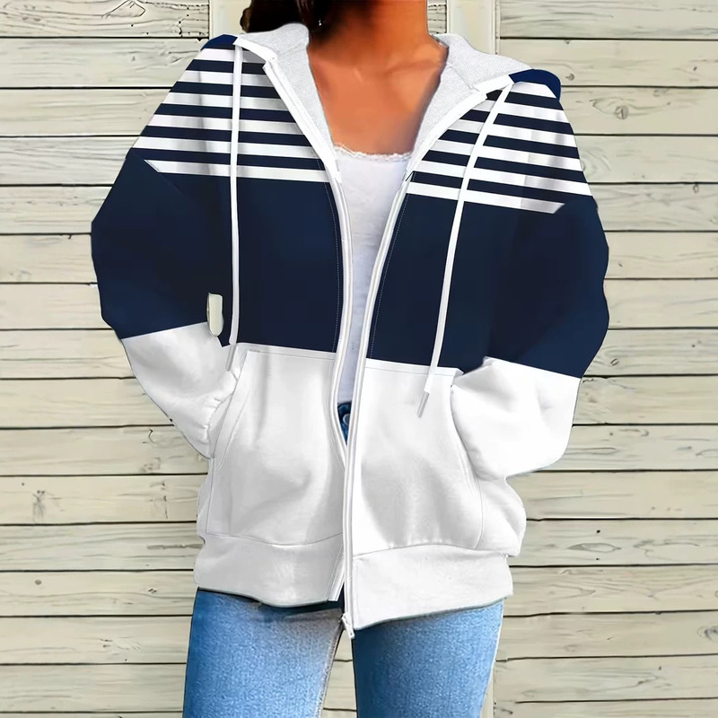 Cross-Border Hot-Selling Plus-Size Women's Zip-Up Hoodie, New Casual Long-Sleeve Hooded Sweatshirt Jacket, Available for Dropshipping