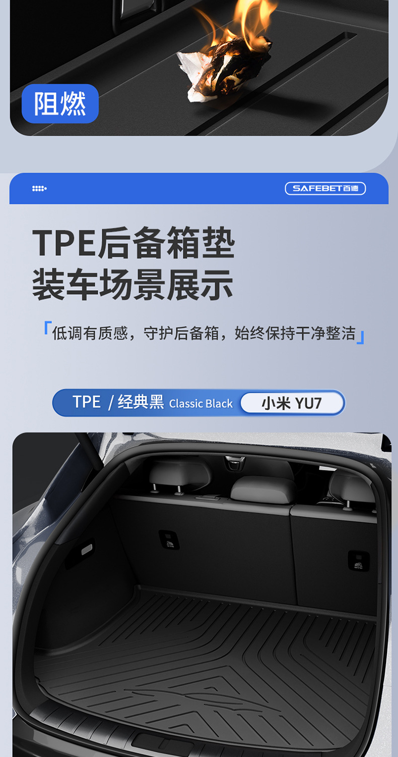 Suitable for Xiaomi Su7 Su7 Ultra Yu7 Special All-Weather Tpe Car Trunk Mat Car Accessories