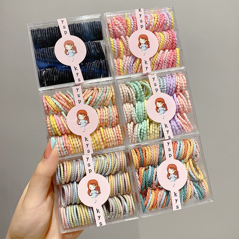 Anillo de cabello de color caramelo para niños no daña correa de cabello bebé cuerda de cabello niñas lindas cubiertas de cabello de cuero de pimples