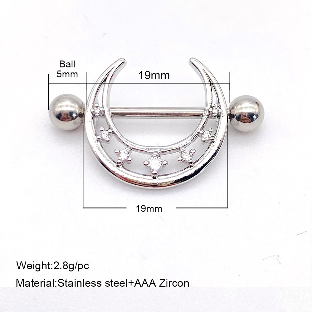 Fashion Leaf Star Wings Stainless Steel Inlaid Zircon Nipple Ring 1 Piece display picture 8