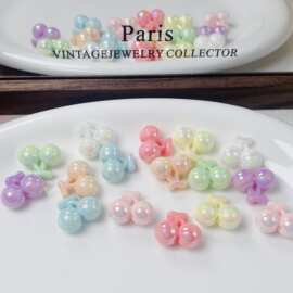 UV镀彩奶油竖孔樱桃串珠diy手工钥匙扣手机链包挂材料饰品配件
