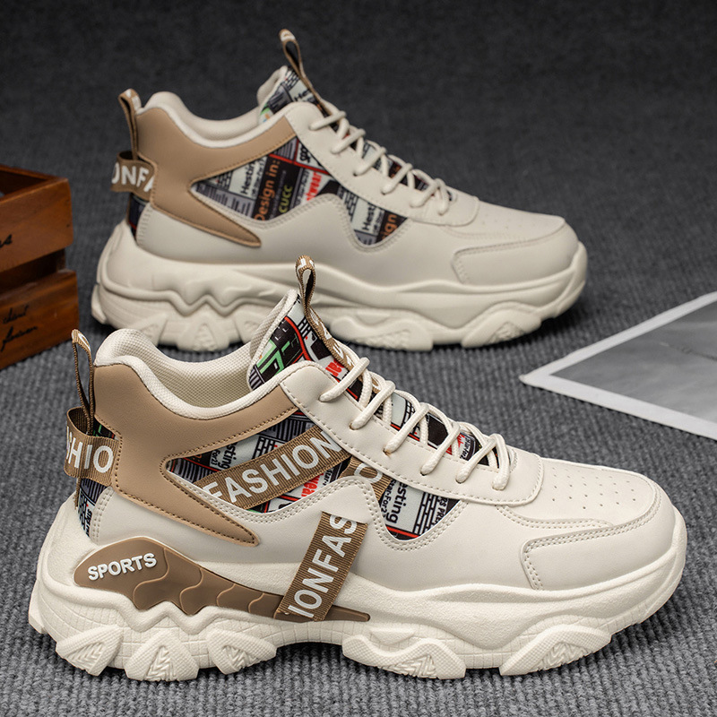 Autumn Men's Shoes New High-Top Shoes Men's Sports Shoes Trendy Versatile Thick-Soled Heightening Casual Running Dad Shoes