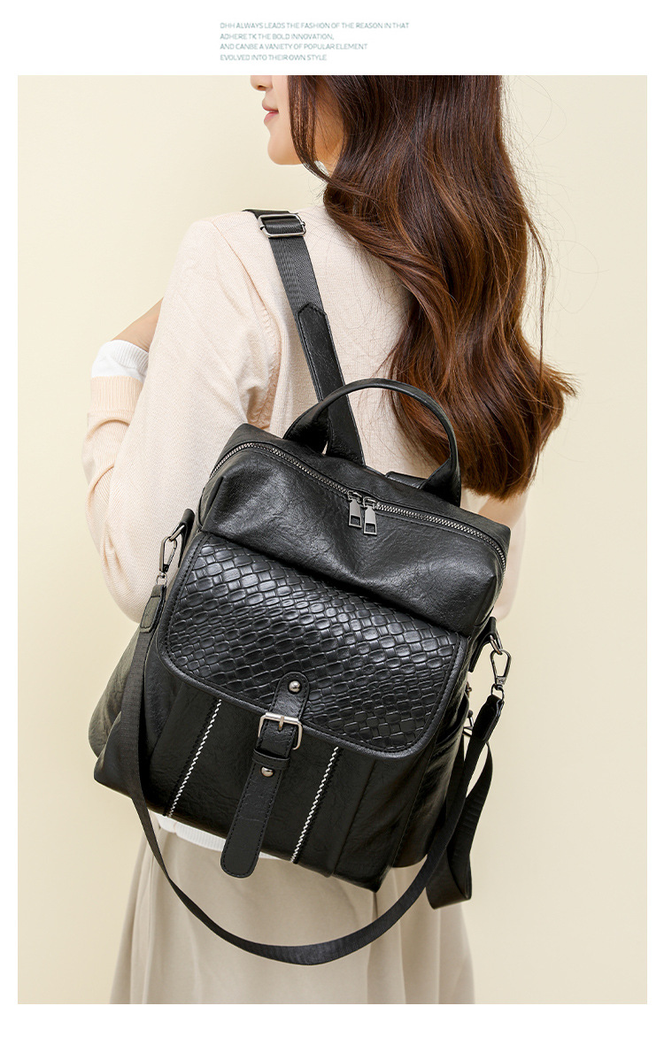 New Large Capacity Women's Backpack Soft Leather Multi Purpose Travel Backpack Single Shoulder Bag Women's Bag Student Backpack_voghion.com