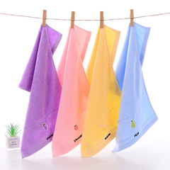 Children's cotton towels—wholesale from manufacturer, pure cotton, absorbent, with cartoon designs—gift towels for kindergarten, infants, and babies; embroidered logo available.