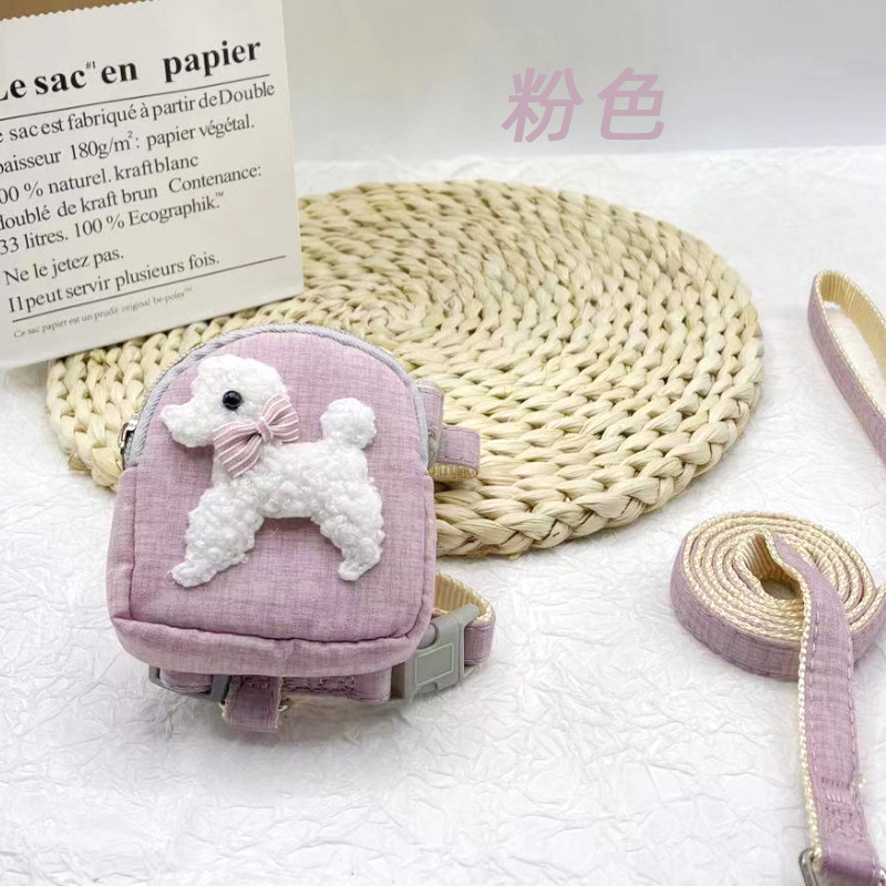 Mochila para mascotas oso de peluche Correa gato perro correa de pecho Cadena de perro cuerda para caminar monedero gato cuerda para caminar
