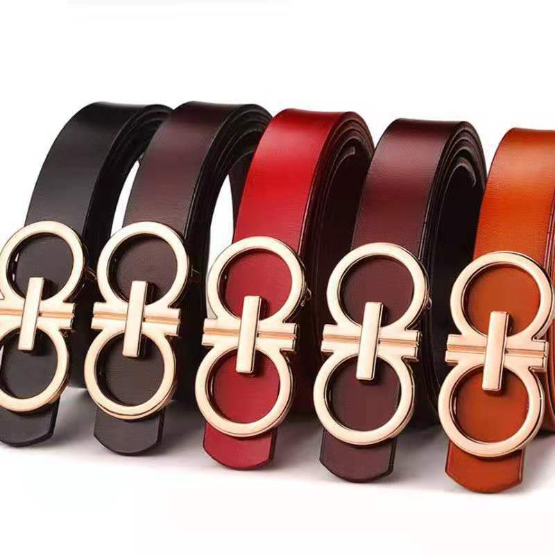 Thin Belt for Women Summer Fashion Genuine Leather Pure Cowhide Smooth Buckle Decorative Belt for Women with Pants Versatile Dress