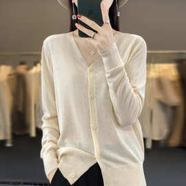 24春秋新款天丝鎏金沙开衫防晒衫女针织通勤薄款外搭长袖宽松上衣