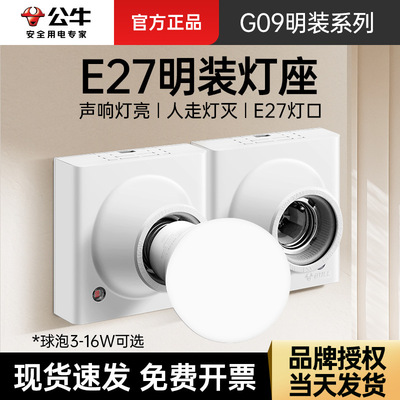 Bulls' outfit e27 Base Screw Lampholder Sound and light control Light port lamps and lanterns led Voice control Flat cap ceramics Base