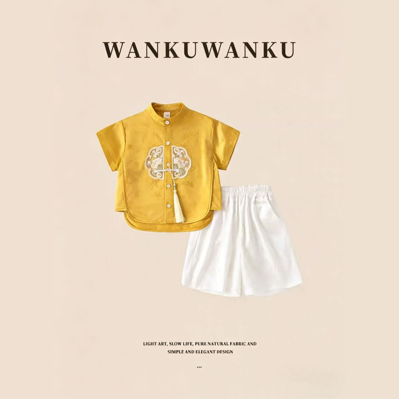 Boys' Summer Shirts 2026 New Style Hanfu Children's New Chinese-Style Button-Up Shirts Baby Tang Suit Embroidery Set Trendy Boys' Summer Shirts 2026 New Style Hanfu Children's New Chinese-Style Button-Up Shirts Baby Tang Suit Embroidery Set Trendy