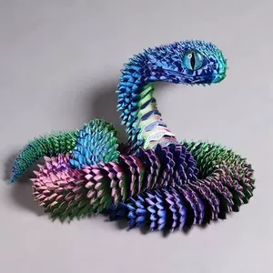 3D-печатная гадюка со шарнирами светящаяся фигурка