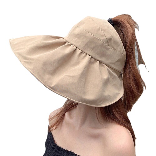  Empty Top Hat Women's Face Covering Large Brim UV Sun Protection Hat Summer Vinyl Fisherman Hat Sports Sun Hat Hat Wholesale