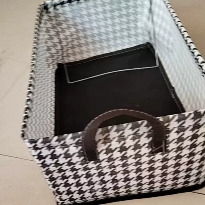 千鸟格衣物收纳宿舍衣柜钢架收纳箱裤子布艺整理箱储物筐跨境热销