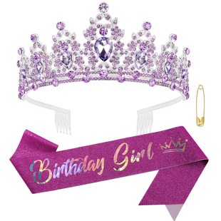 In stock manufacturer glitter pink shoulder strap gilding shoulder strap BirthdayGirl birthday shoulder strap ceremony strap birthday crown