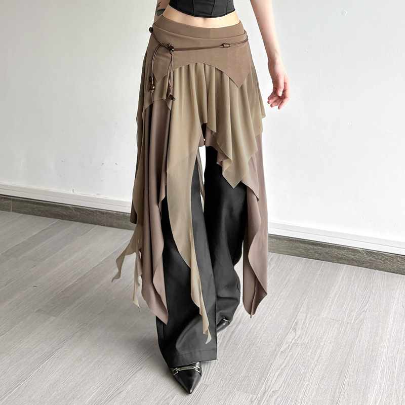 Q277Sk European and American Cross-Border Summer New Hot Girl Style Slit Asymmetrical Elegant High Waist Slim Versatile Skirt
