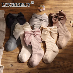 【】ins girls children Spanish chic heavy duty long tube socks lace butterfly knot mesh baby socks 