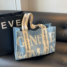 Gentle Woman撞色印花彩绘帆布包包2024新款休闲大容量妈咪单肩包