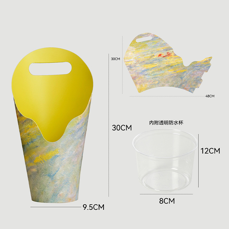 圆形手提盒蝴蝶兰礼盒INS花盒圆筒手提插花盒鲜花花束手工diy材料|undefined