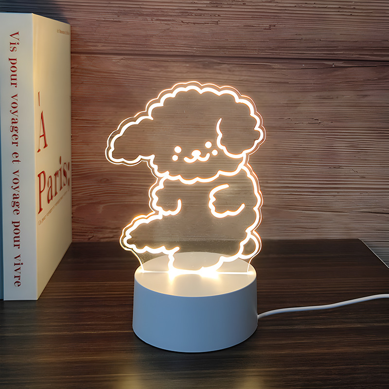 Venta al por mayor luz nocturna 3D USB niños dibujos animados regalo de Navidad lámpara de mesa pequeña atmósfera transfronteriza fijo logotipo acrílico