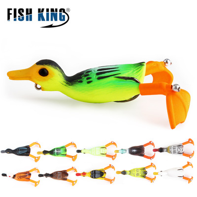 批發路亞餌浮水鴨子12g/9.5cm仿生餌旋轉鴨子雙鈎雷蛙打黑魚餌