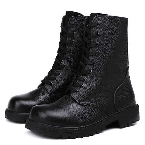 Top-Grade Calfskin Martin Boots for Men, Genuine Leather Boots with British Style, High-Collar Work Boots for Autumn and Winter, Mid-Collar Military Style Boots for Men