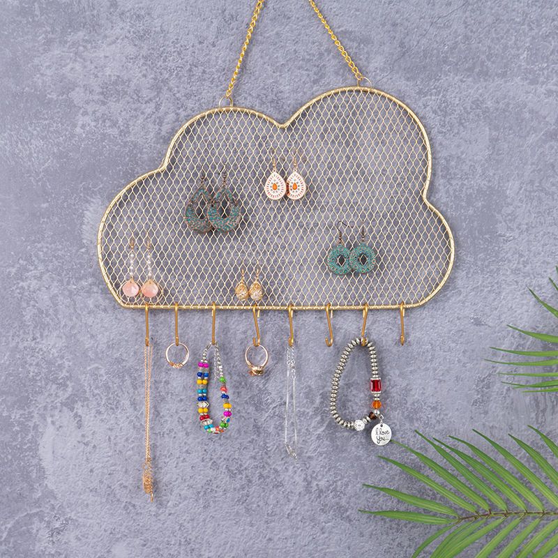 New Wall-Mounted Mesh Jewelry Rack Cloud Star Moon Rectangular Jewelry Organizer Can Hang Earrings, Earrings and Bracelets