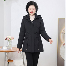 跨境妈妈冬装加棉加厚外套羽绒棉服中长款中老年人女秋冬高端棉衣