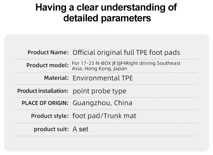 Suitable for 17-23 Honda N-Box Jf3Jf4 Right-Hand Drive Car Floor Mats Environmentally Friendly Tpe Floor Mats Trunk Mats