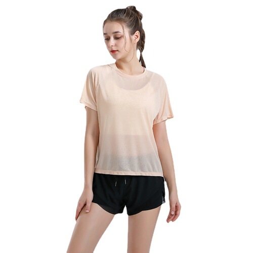 Women's Summer Sports T-Shirt Short Sleeve Loose Top Women's Running Fitness Shirt Quick-Drying Comfortable Covering Shirt Breathable Yoga Clothes