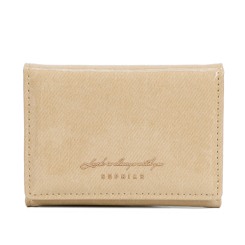 Promoción de la billetera de cuero PU alumno ultra delgado pequeña billetera de tres pliegues de viaje diario simple billetera de mujer personalizada