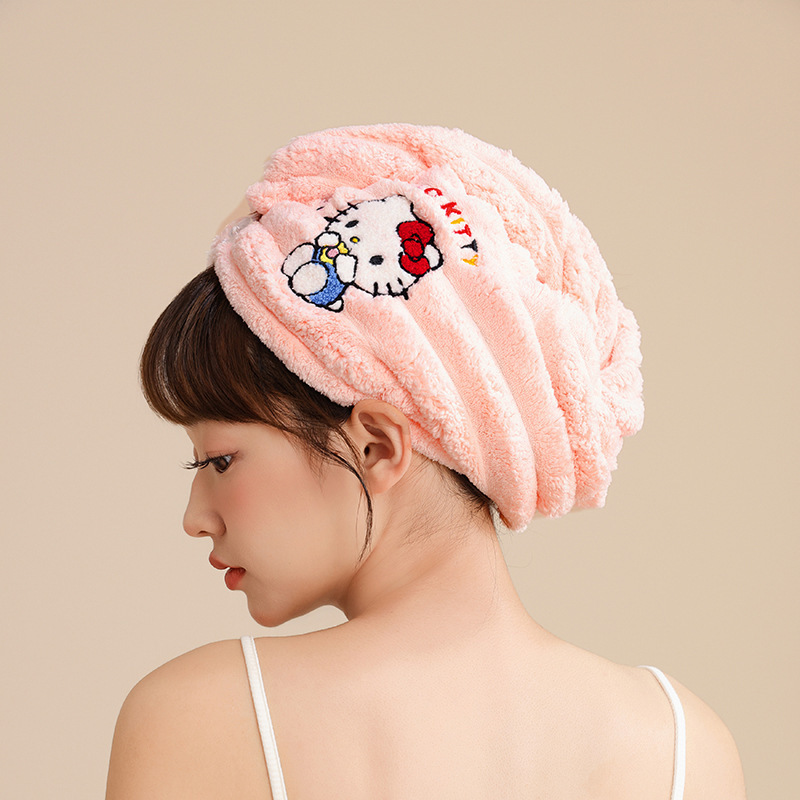 インドライヘアキャップコーラルベルベットシャワーキャップ吸水性ヘアケア速乾ターバン厚みのある子供用かわいいドライヘアタオル|undefined