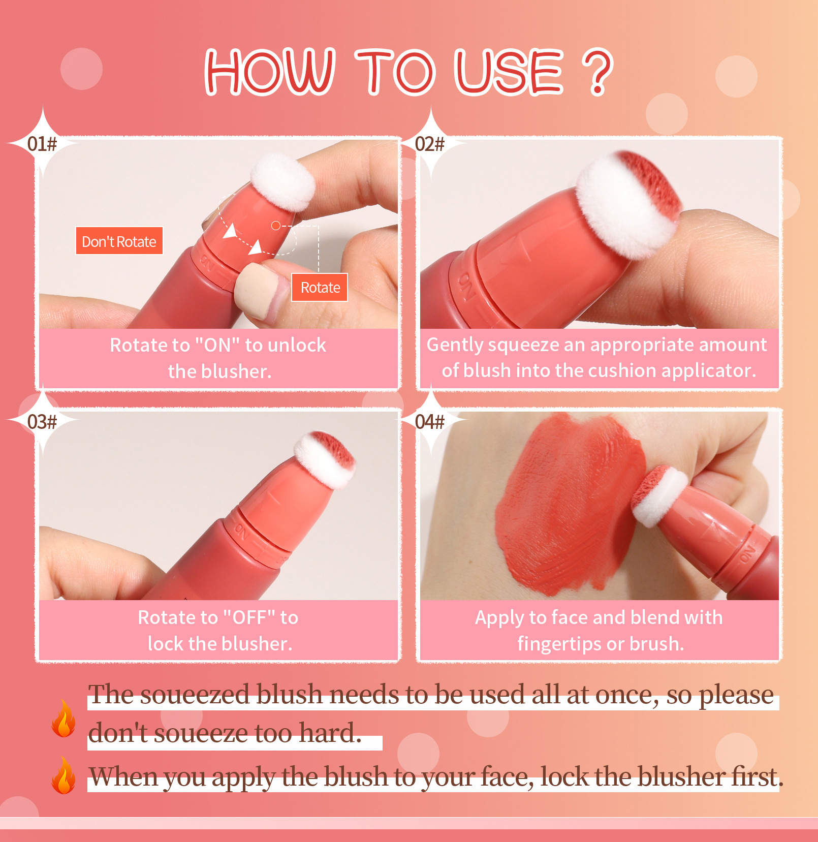 QIC Qini CAI Sponge Blush for Head, Lip and Cheek, Hydrating, Easy to Spread, Smooth and Long-lasting Liquid Blush undefined