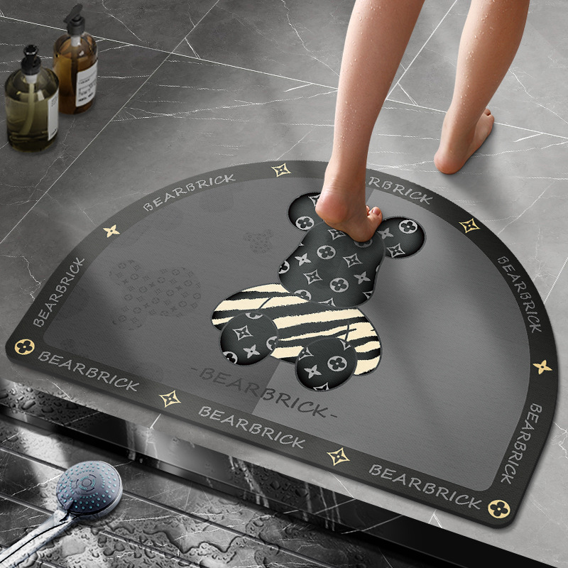 Semicírculo de barro de diatomeas alfombra de baño Baño Puerta de baño absorbente antideslizante alfombra de piso baño puerta de entrada