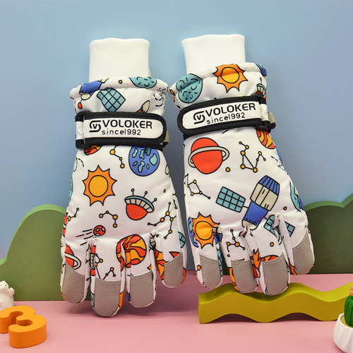 Children's Ski Gloves Winter Warm Gloves for Boys and Girls 7-12 Years Old Fleece Windproof Waterproof Children's Cycling Gloves