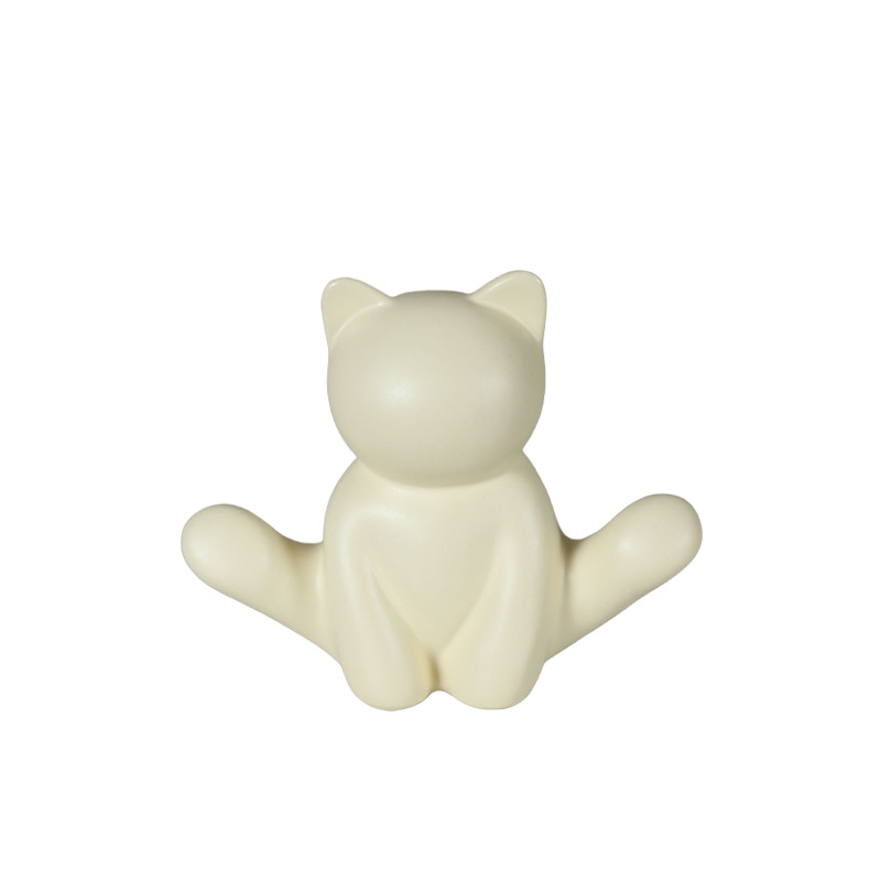 Decoración de cerámica de gato creativo de estilo crema moderno, mueble de vino de sala de estar, decoración de mueble de TV, decoración de porche de escritorio