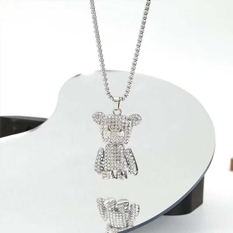 明星同款满钻纸袋熊项链时尚潮流个性嘻哈男女长款毛衣链秋冬配饰