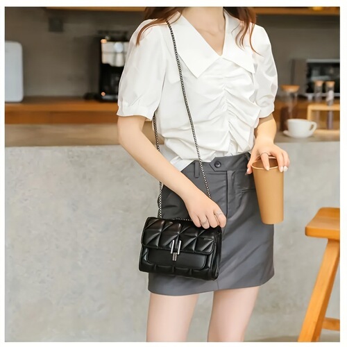Cross-border hit women's fashion chain belt quilted women's chain shoulder cross-body bag all-matching h100