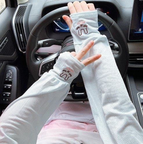 Summer Loose Breathable Mesh Cute Sunscreen Bunny Ice Sleeve Women's UV-resistant Driving Arm Sleeve