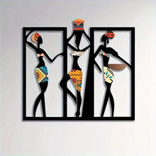 跨境独立站框映劳动三个女人剪影装饰品三个女人铁艺树插件