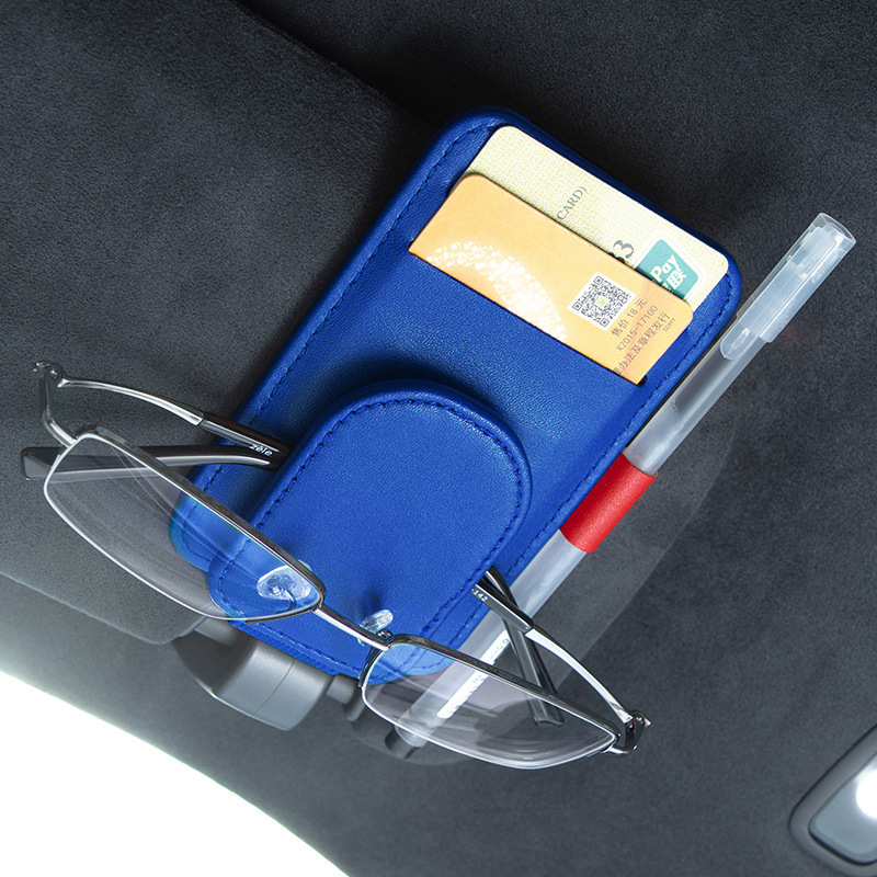 Car-Mounted Multifunctional Glasses and Ticket Holder, Practical High-End Round Eyeglass Clip, Multifunctional Accessory, Stylish