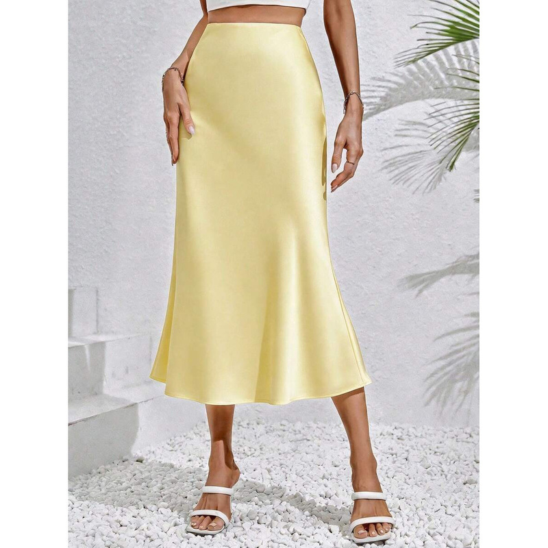 T 20804 Satin Fishtail Midi Skirt Satin Fishtail Midi Skirt