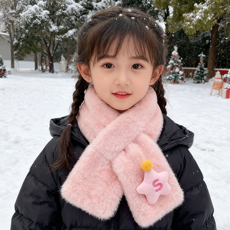 Children's Scarf Autumn and Winter Plush Parent-child Cute Cartoon Imitation Rabbit Fur Baby Scarf Boys and Girls Mao Mao Winter Children's Scarf Autumn and Winter Plush Parent-child Cute Cartoon Imitation Rabbit Fur Baby Scarf Boys and Girls Mao Mao Winter