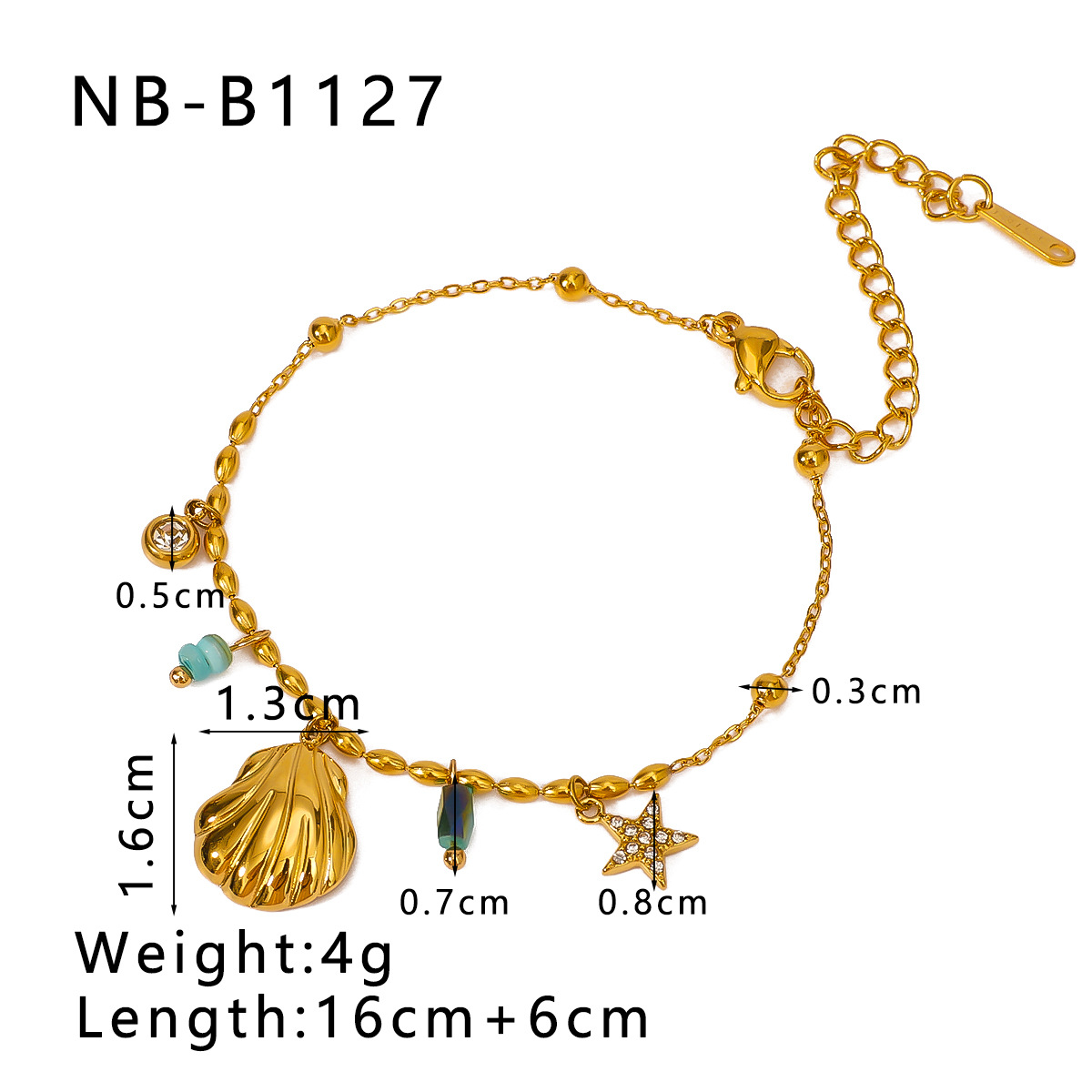 Starfish, Shell Pattern Marine Style Simple Style Starfish Shell 304 Stainless Steel Bracelets In Bulk